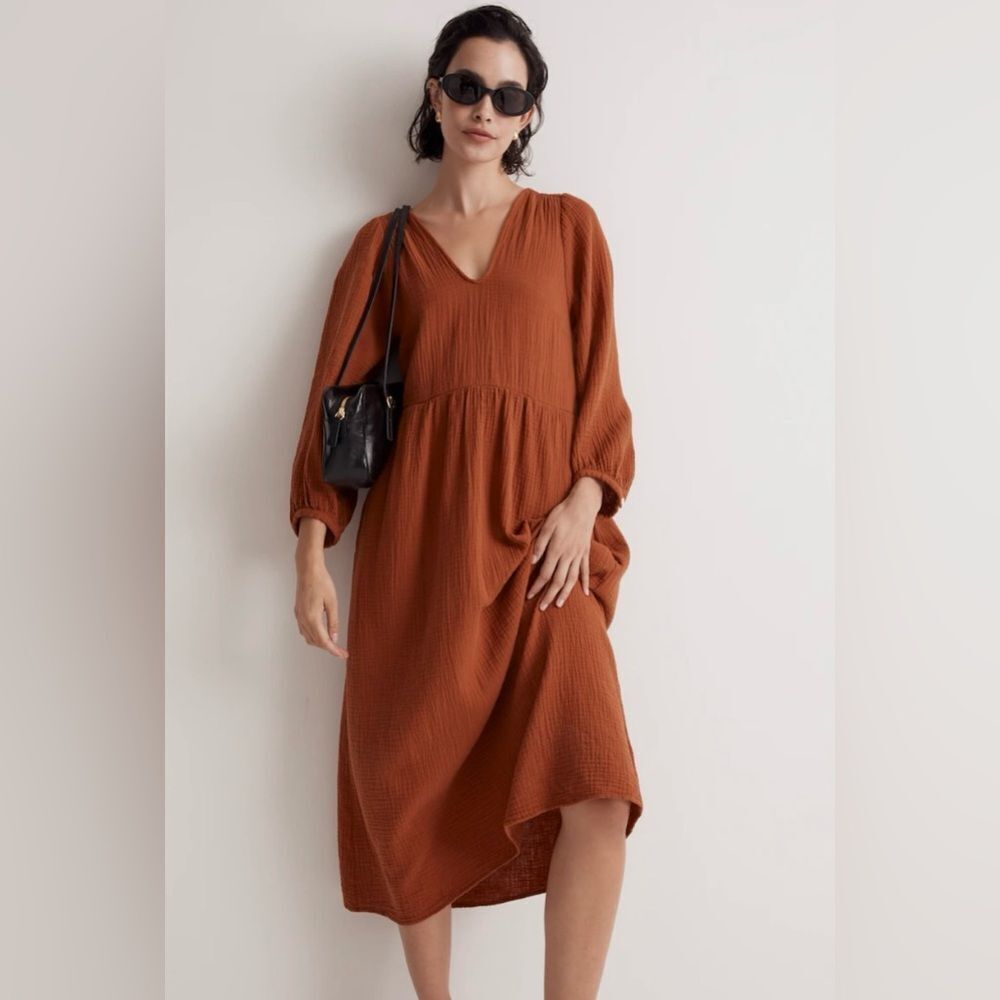Madewell Lightspun V-Neck Midi Dress